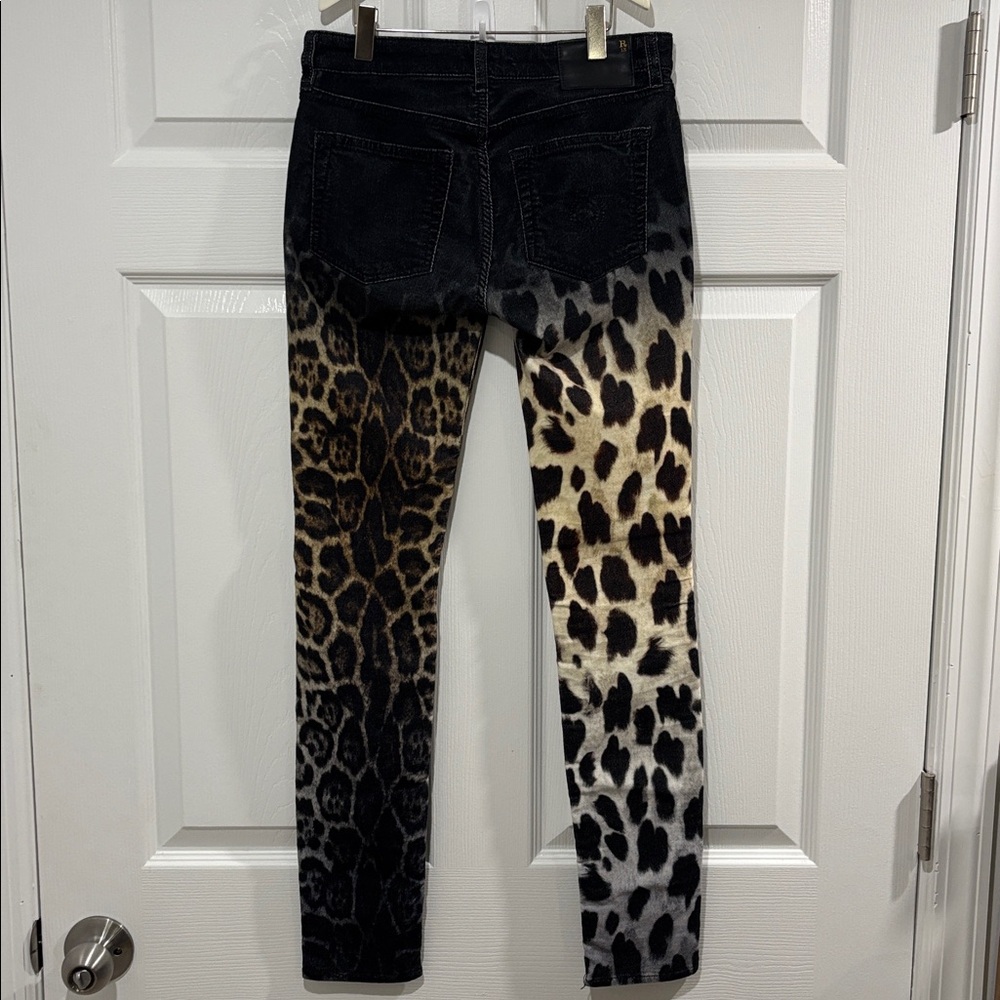 R13 Leopard Print Skinny Jeans - Black and Brown - Picture 2 of 4